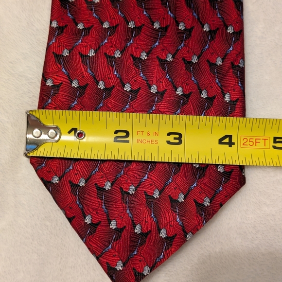 Red Donkey Patterned Men's Tie - Picture 6 of 7